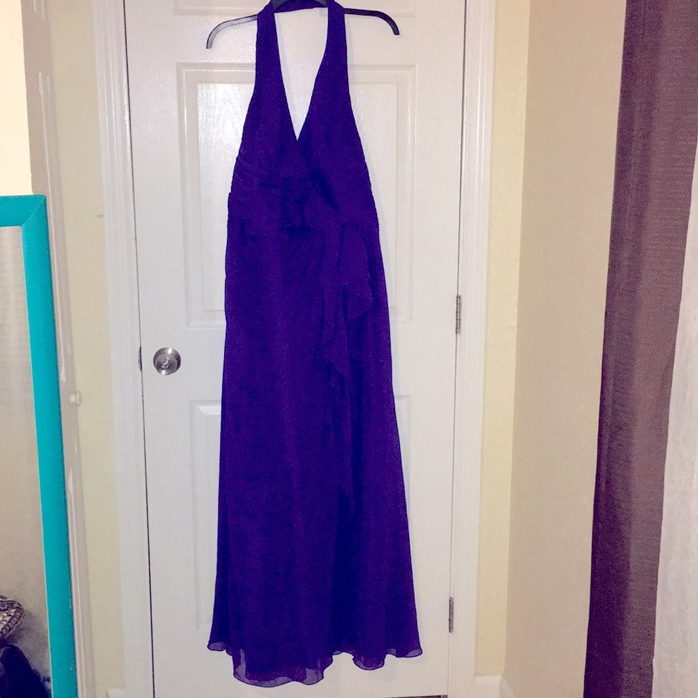 Purple Halter David Bridals Gown